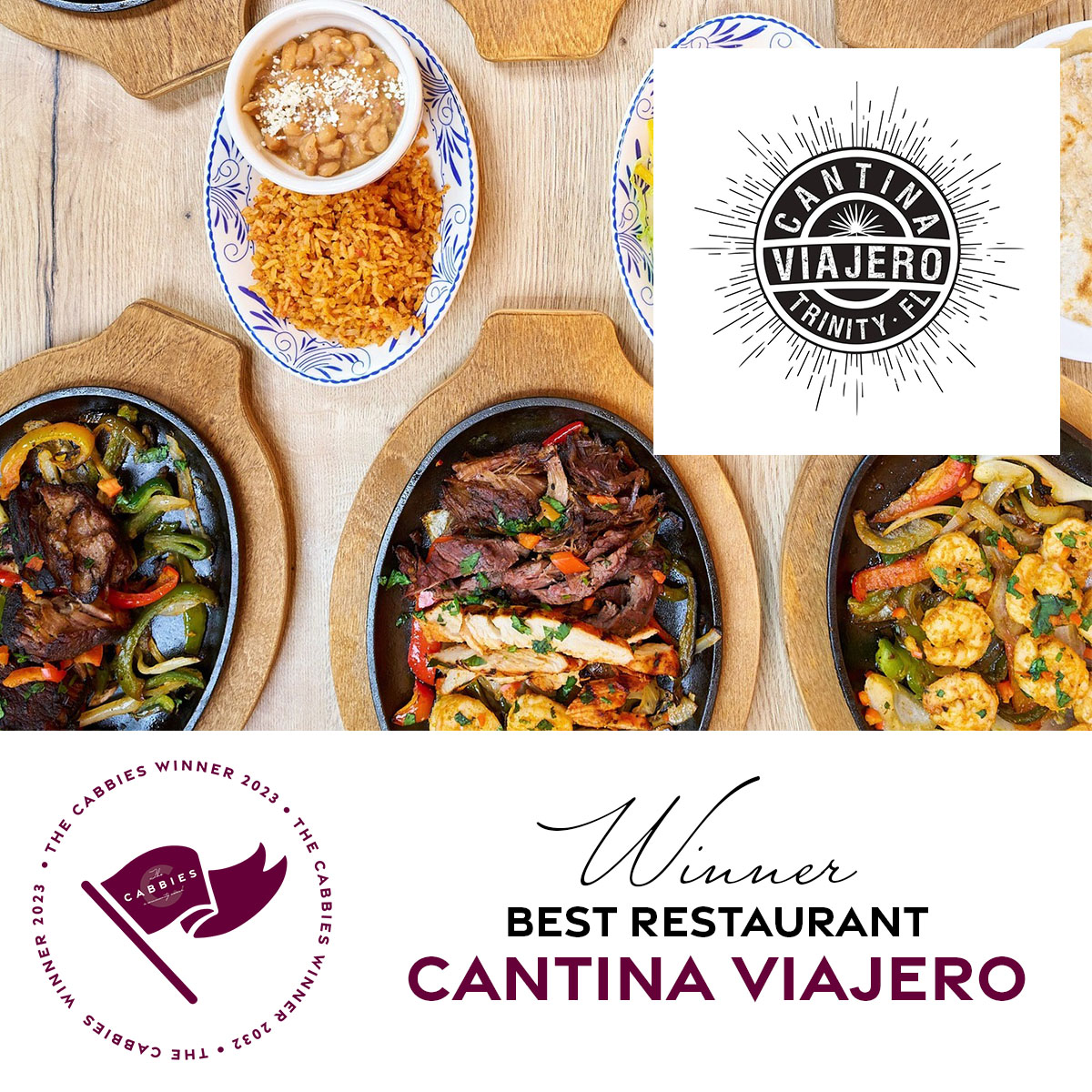 The Cabbies 2023-Social and Web-WINNERSrestaurant-cantina viajero 2022 Cabbies Winner for Best Restaurant, Smoking Good BBQ