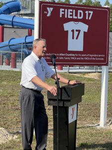Allen Crumbley recognized with the dedication of Field 17 by local YMCA.